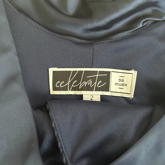 Marine Blue Silk Prom/Formal Dress - Picture 5 of 9